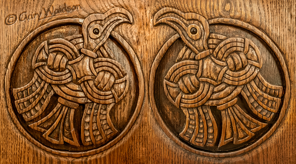 Huginn and Muninn Carving - Image copyrighted © Gary Waidson. All rights reserved.