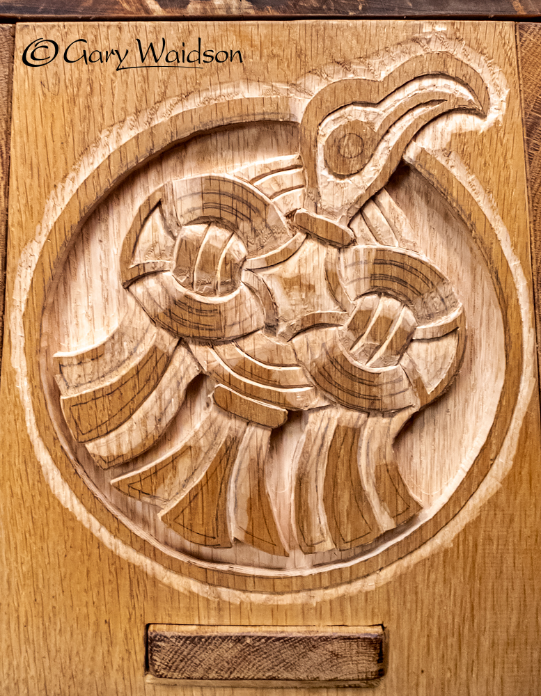The Hárbarðr / Hrafn Casket -  Carving the Design - Image copyrighted © Gary Waidson. All rights reserved.